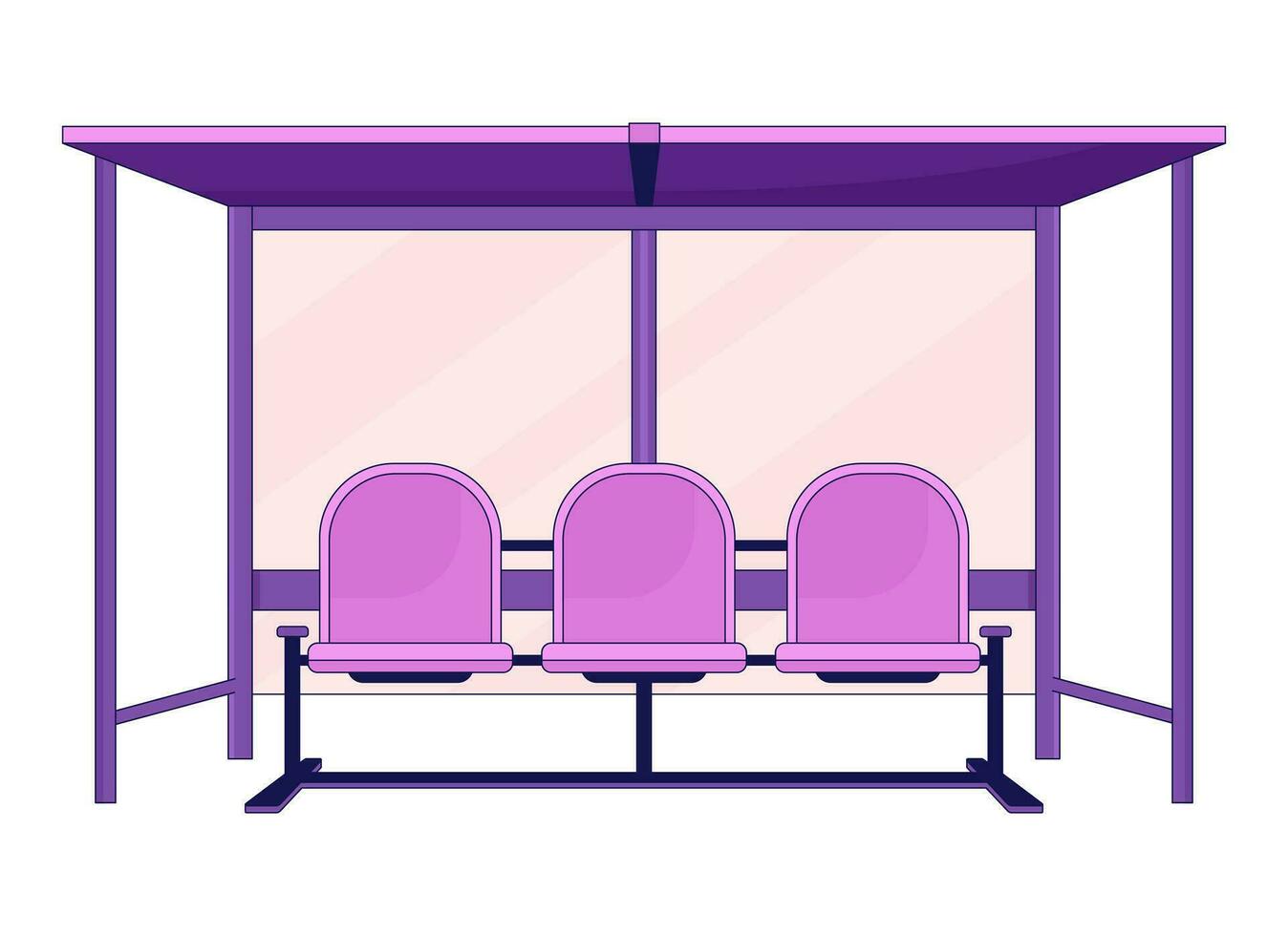 Bus stop bench flat line color isolated vector object. Platform for waiting bus. Roadside seats. Editable clip art image on white background. Simple outline cartoon spot illustration for web design