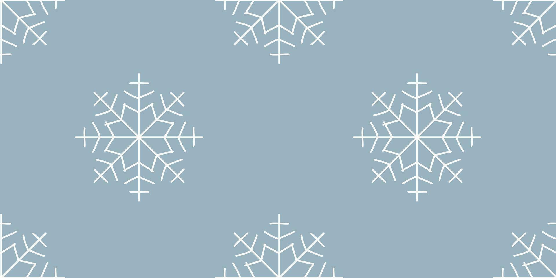 Christmas Seamless pattern with snowflakes. Winter Flat vector illustration for Holiday decoration, Wrapping paper template, Seasonal banner. Design art Endless background with snowfall on blue.