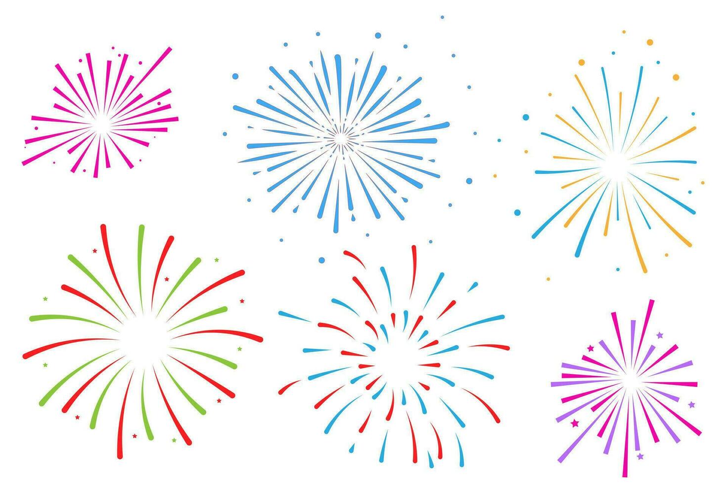 Firework set icon. Vector illustration isolated on white background.