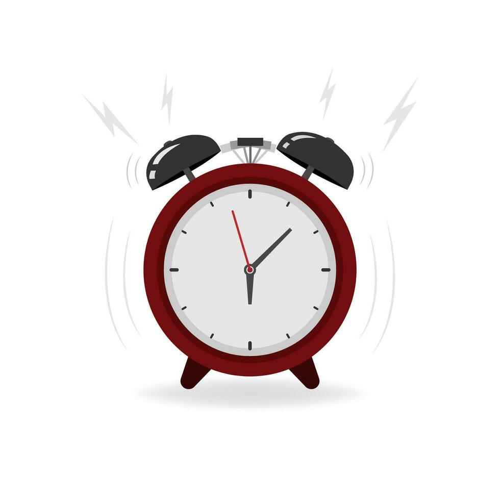 Colorful ringing alarm clock in flat style. Isolated vector illustration.