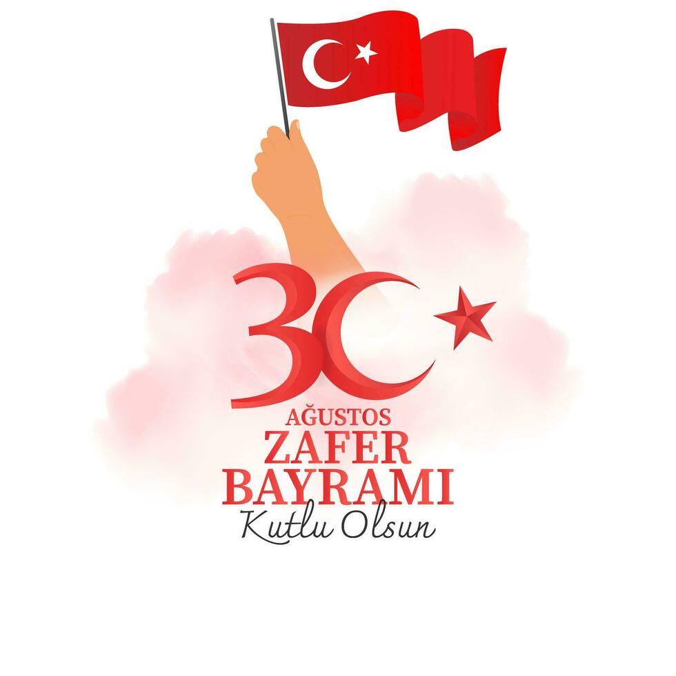 30 de agosto día de la victoria. fiesta nacional de turquía. turco, 30 agustos zafer bayrami kutlu olsun vector