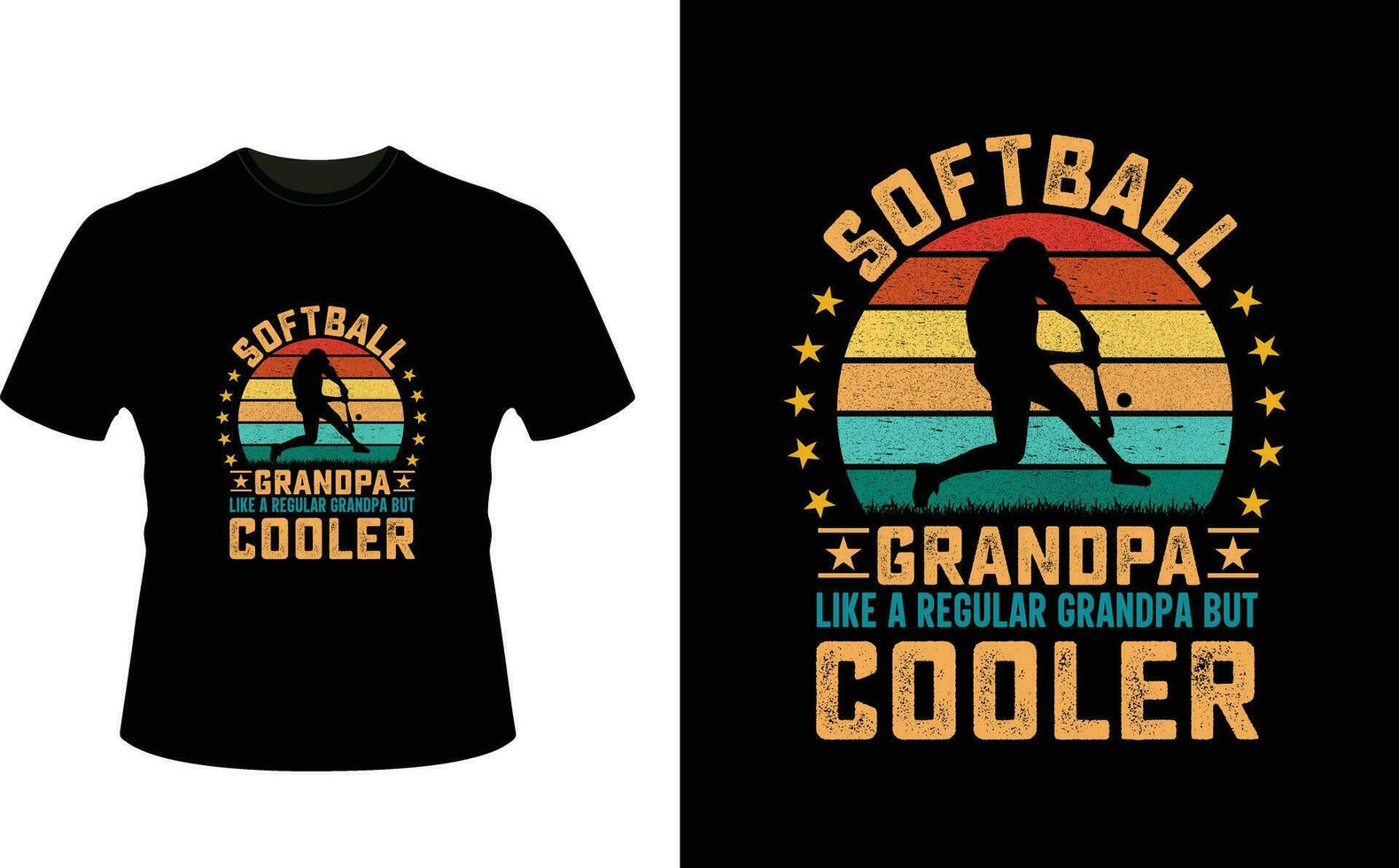 Softball Grandpa Like a Regular Grandpa But Cooler or Grandfather tshirt design or Grandfather day t shirt Design vector