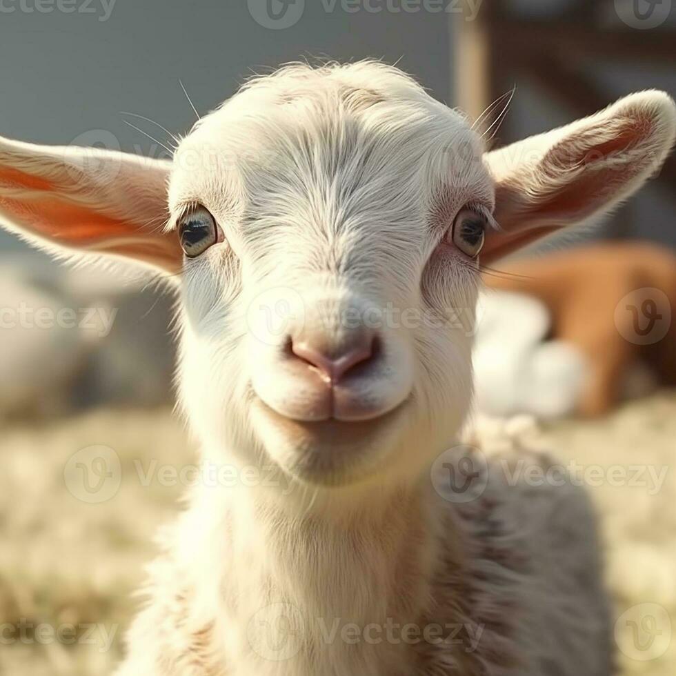 very cute baby goat realistic impressive picture AI Generated Image photo