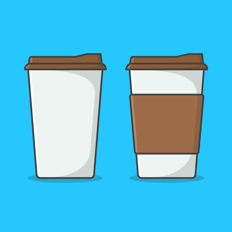 Set Of Paper Coffee Cups Vector Icon Illustration. Disposable Coffee Cup Flat Icon