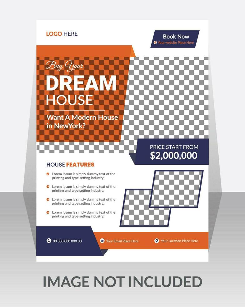 Real Estate Flyer Design Template. Vector Flyer, Print Ready Template