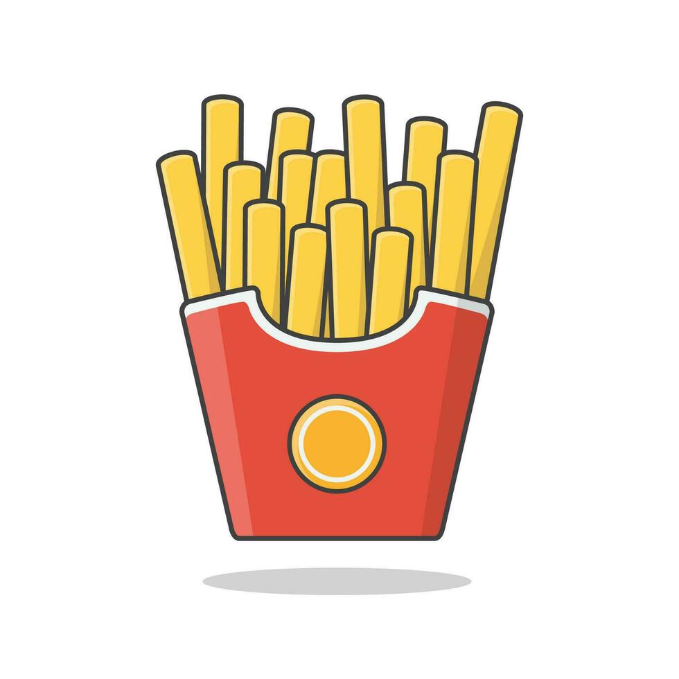 francés papas fritas en papel caja vector icono ilustración. patata papas fritas en rápido comida caja icono