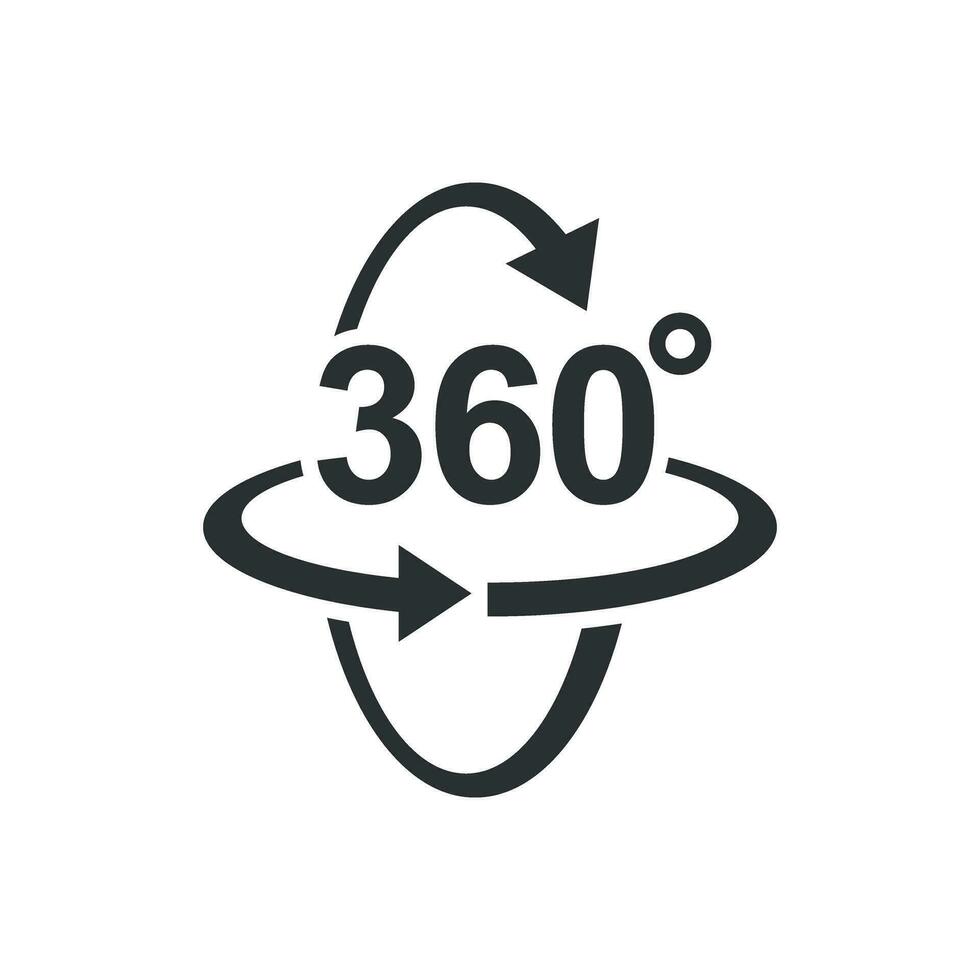 360 grados icono en plano estilo. girar símbolo vector ilustración en aislado antecedentes. ángulo ver firmar negocio concepto.