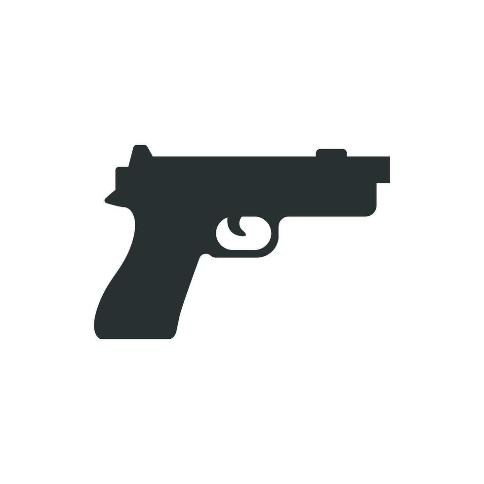 Pistol gun icon in flat style. Firearm symbol vector illustration on isolated background. Rifle ammo sign business concept.