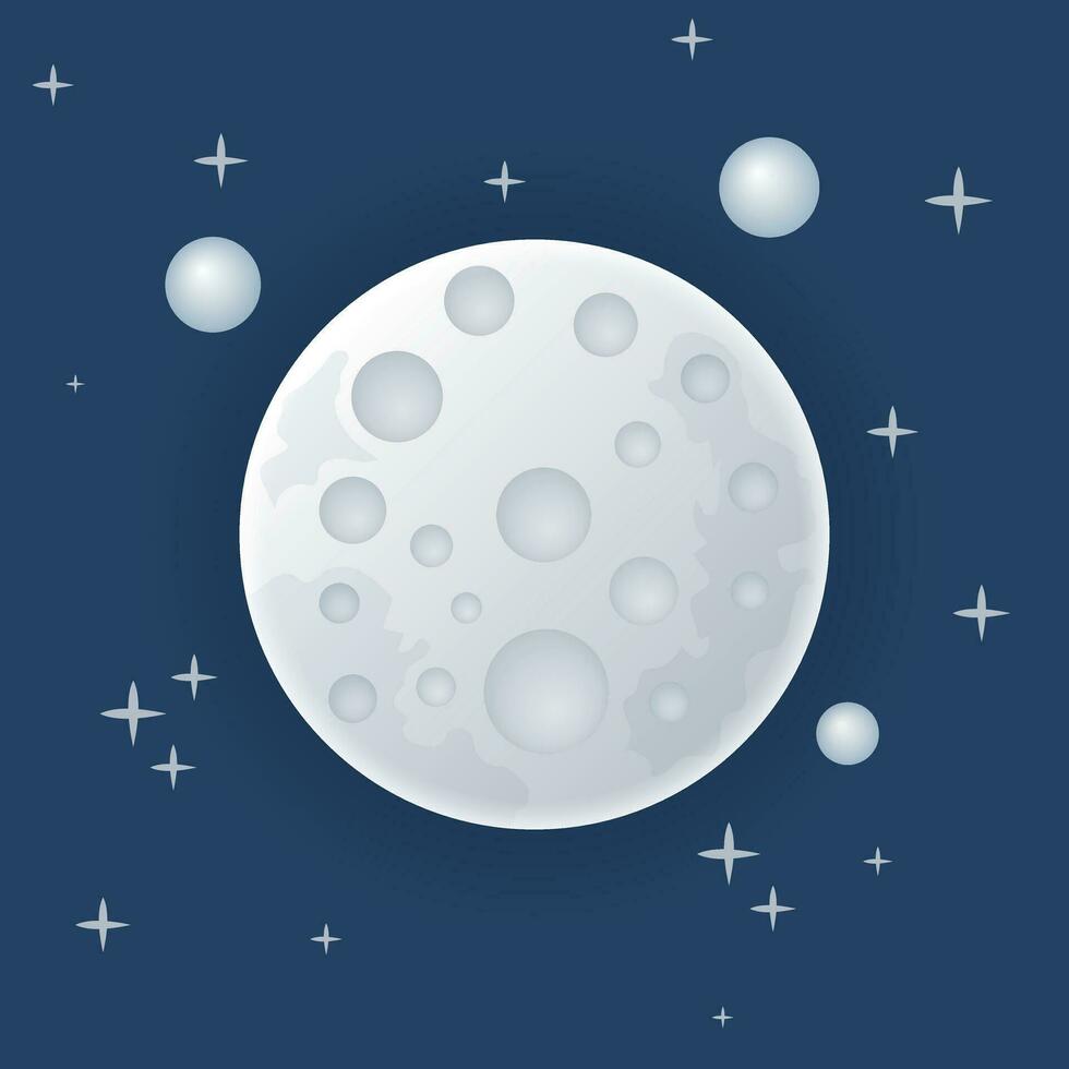 Full moon night icon in flat style. Lunar landscape vector illustration on isolated background. Astrology sign business concept.