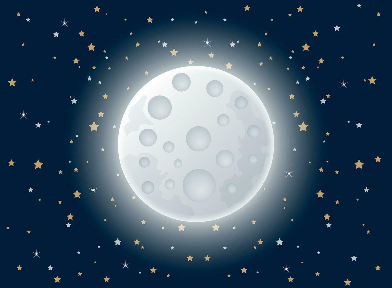 Full moon night icon in flat style. Lunar landscape vector illustration on isolated background. Astrology sign business concept.