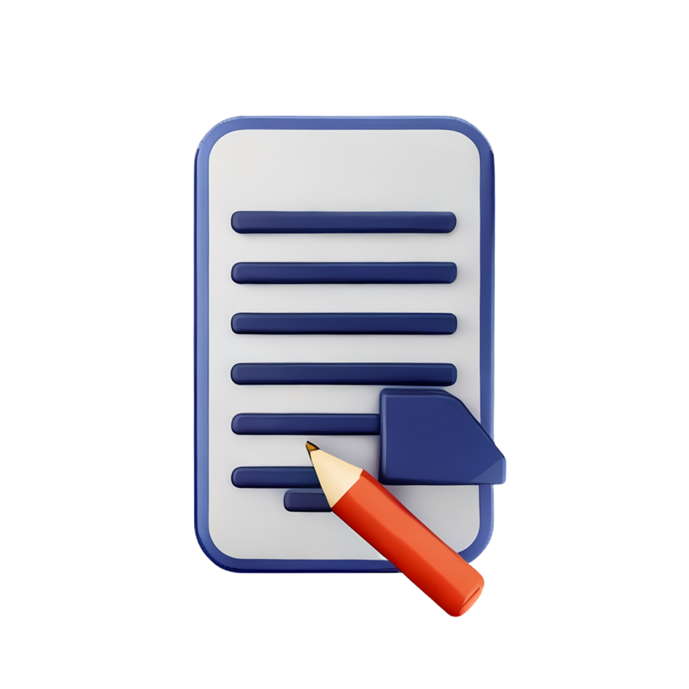 document 3d rendering icon illustration png
