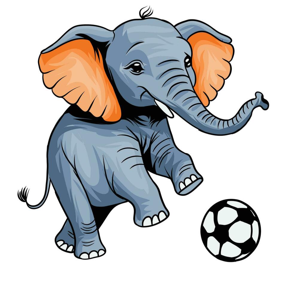 An elephant wearing a football uniform plays football vector