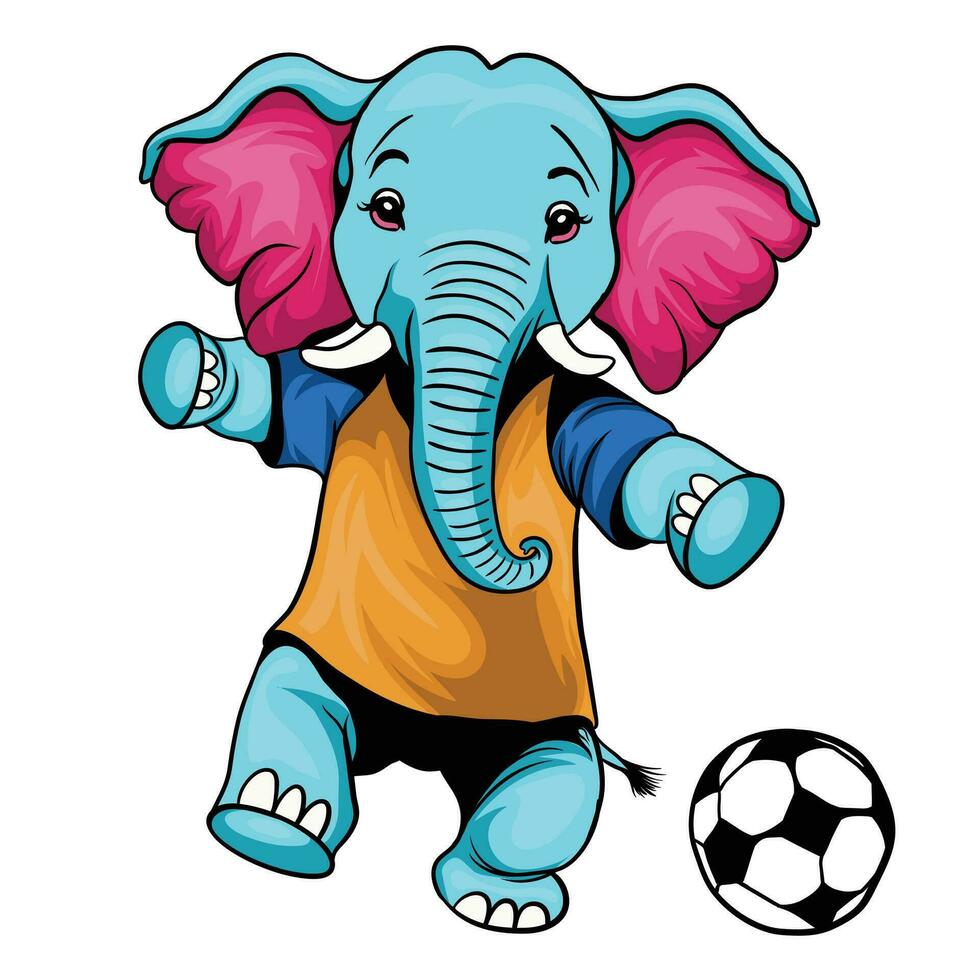 An elephant wearing a football uniform plays football vector