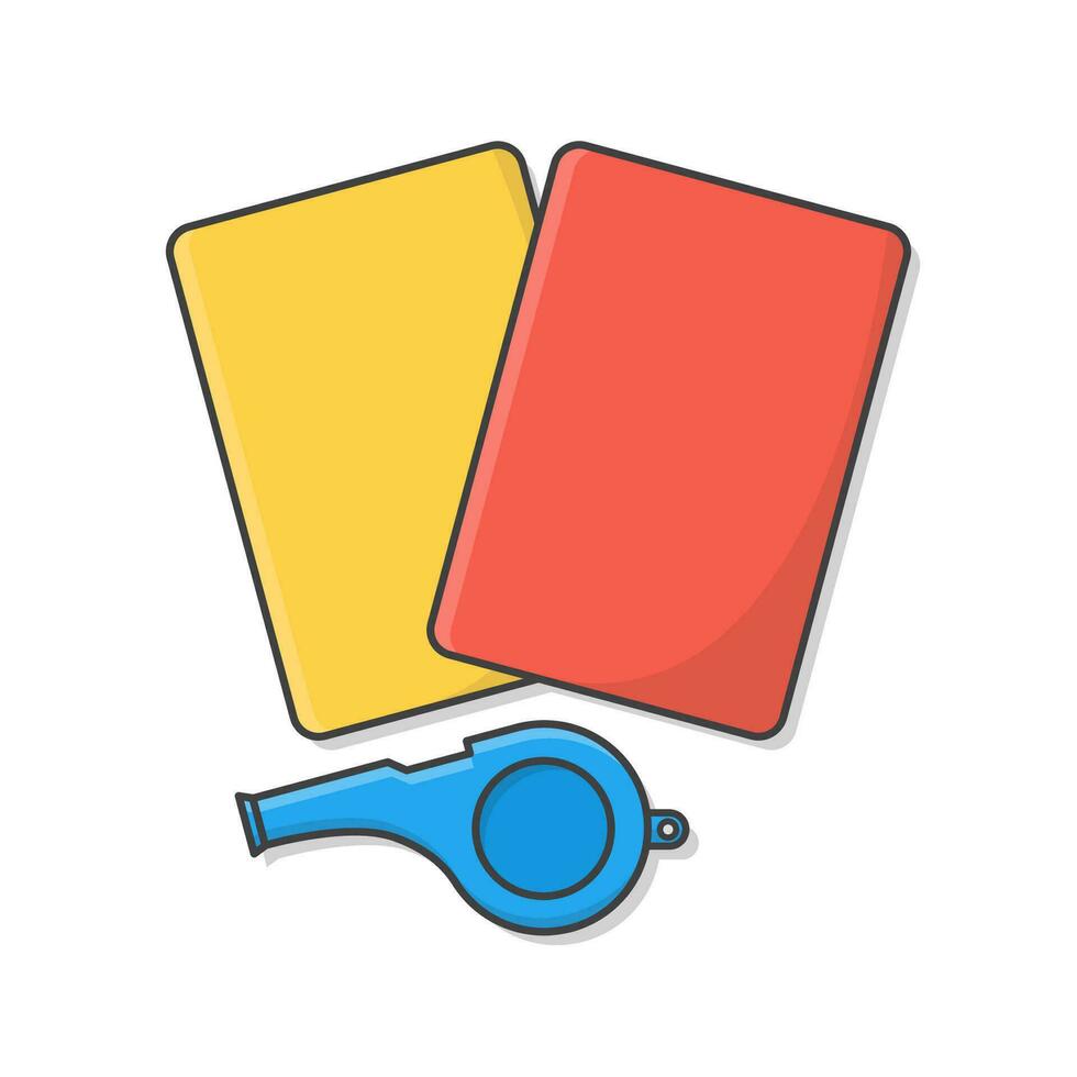 Referee Whistle With Yellow And Red Cards Vector Icon Illustration. Sport Judgement Equipment Flat Icon