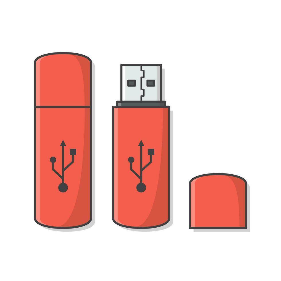 USB Memory Stick Vector Icon Illustration. USB Flash Drive Flat Icon