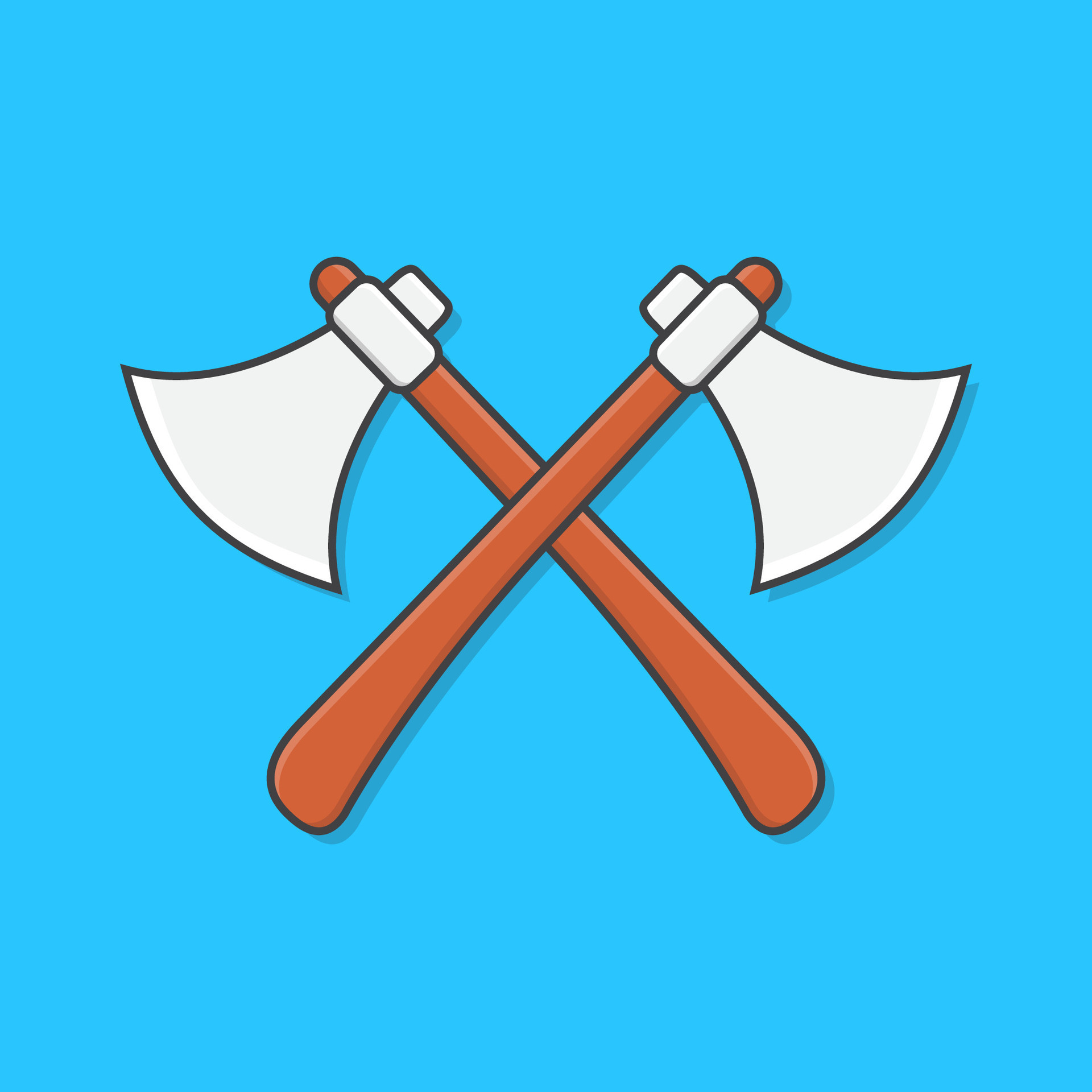 Stone Axes Crossed Vector Icon Illustration. Beautiful Two Axes. Axe