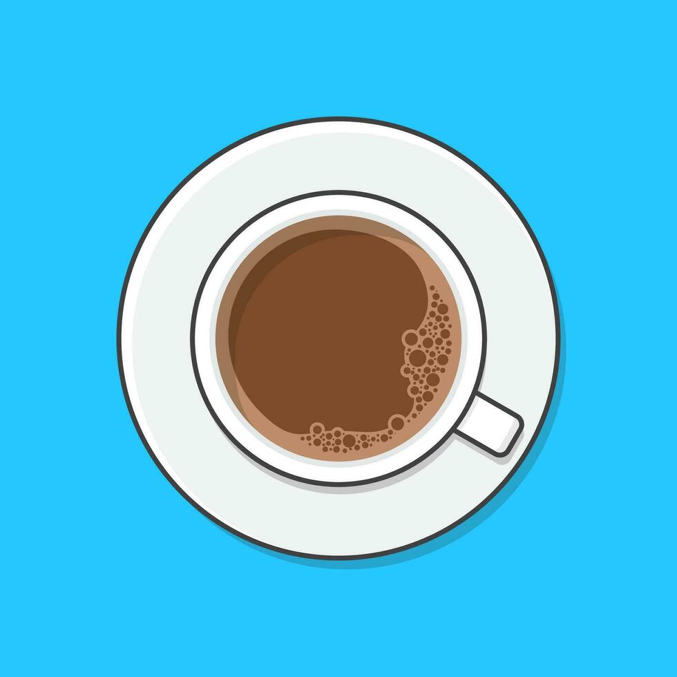 A Cup Of Coffee And Saucer Vector Icon Illustration. Coffee Top View