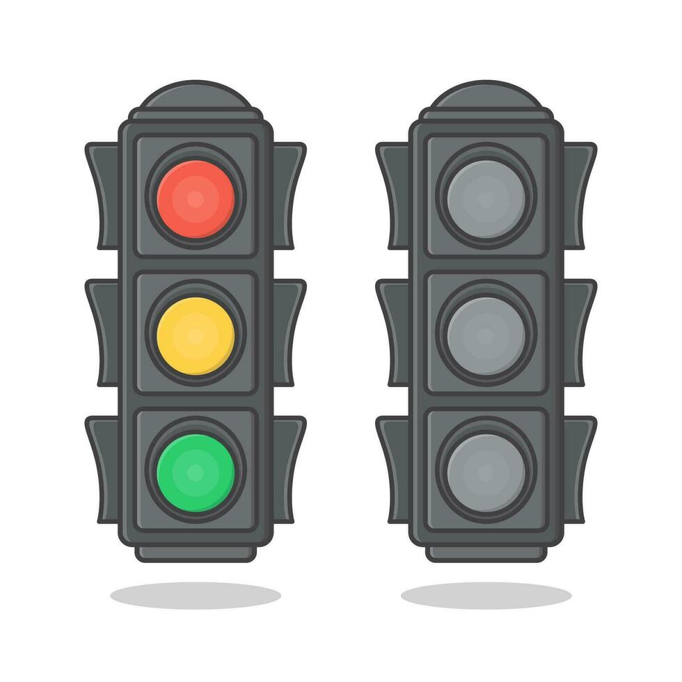 Traffic Light Sign Vector Icon Illustration. Set Of LED Traffic Lights Flat Icon