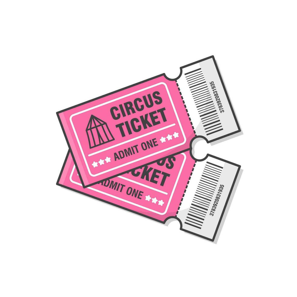 Two Circus Tickets Vector Icon Illustration. Ticket For Entrance To The Event