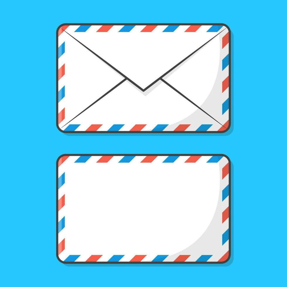 Back And Front Airmail Envelope Vector Icon Illustration. Post Envelope Flat Icon