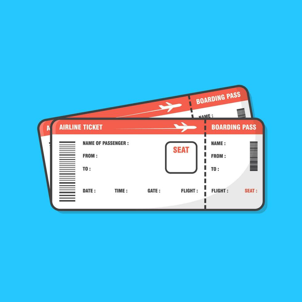 Airline Boarding Pass Ticket Vector Icon Illustration. Concept Of Travel, Journey Or Business Trip Flat Icon