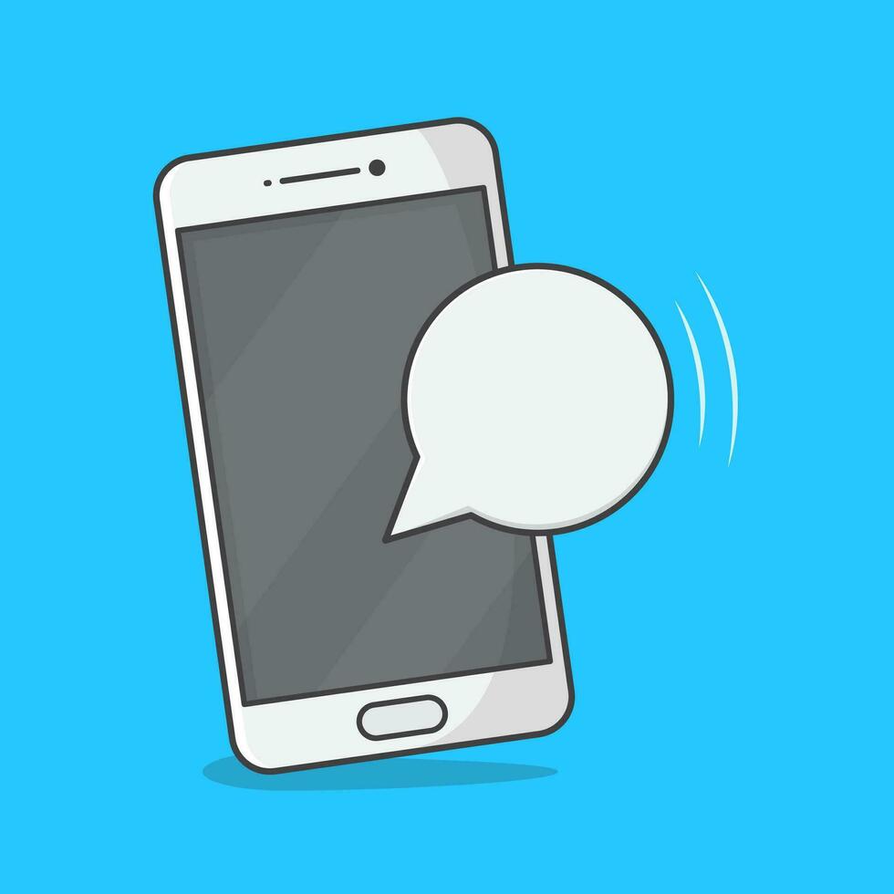 Smartphone With Blank Message Bubble Vector Icon Illustration. Smartphone Notification Flat Icon