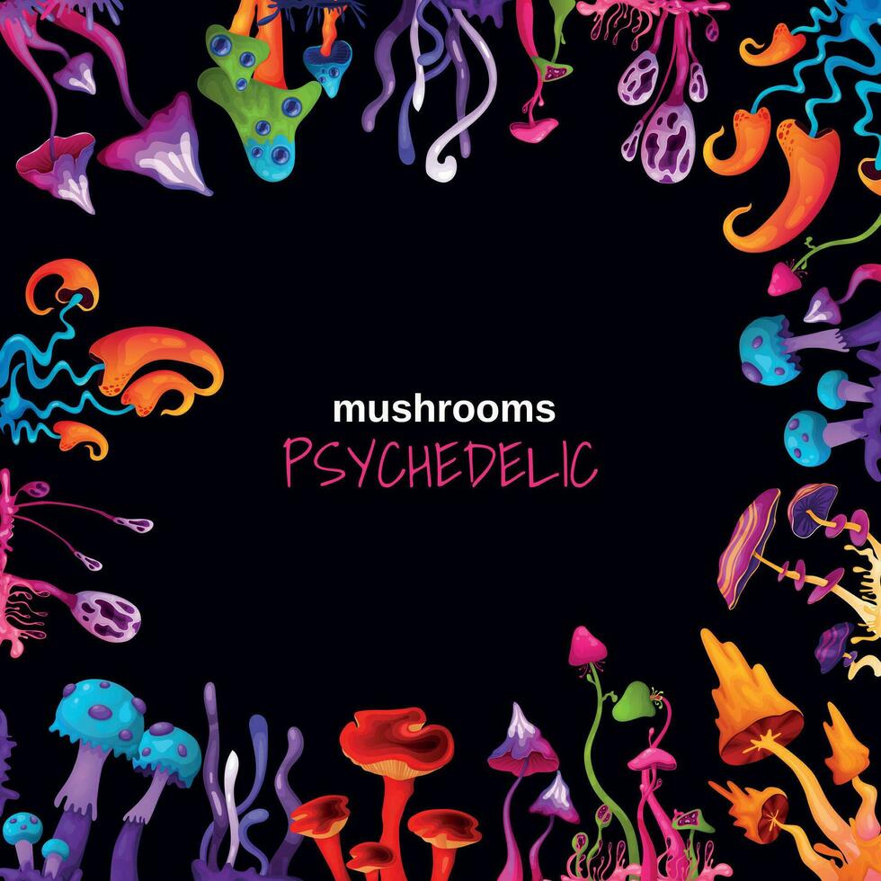 Psychedelic Mushrooms Background vector
