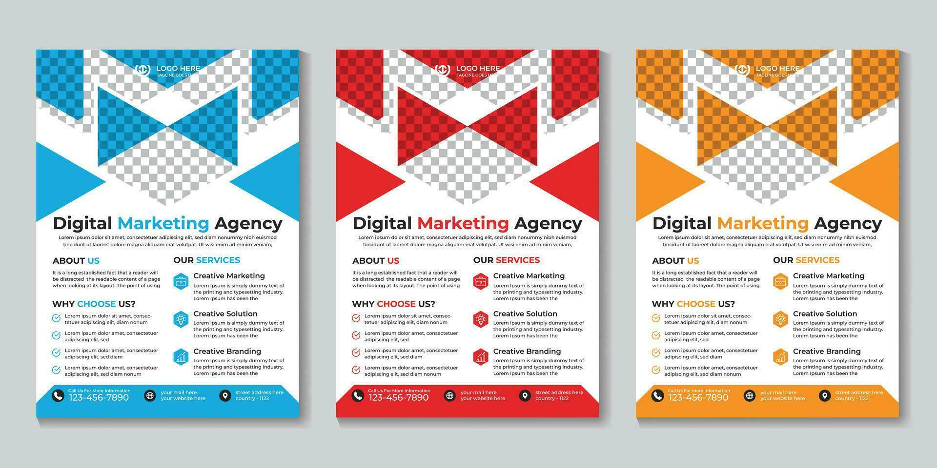 Professional modern digital marketing agency flyer design template Free Vector