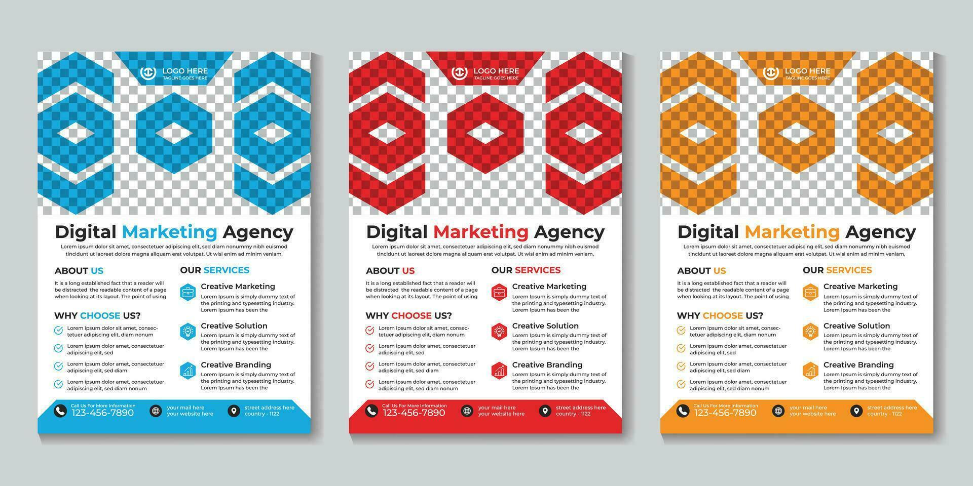 Professional modern digital marketing agency flyer design template Free Vector