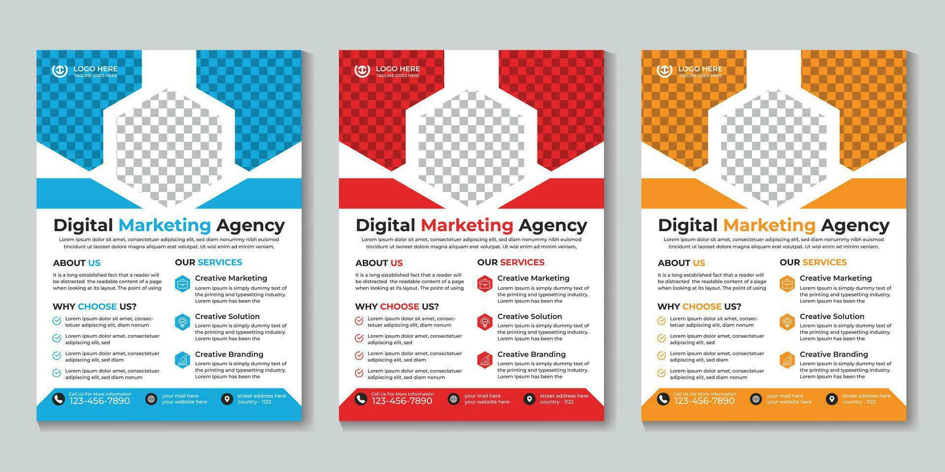 Creative modern digital marketing agency flyer design template Free Vector