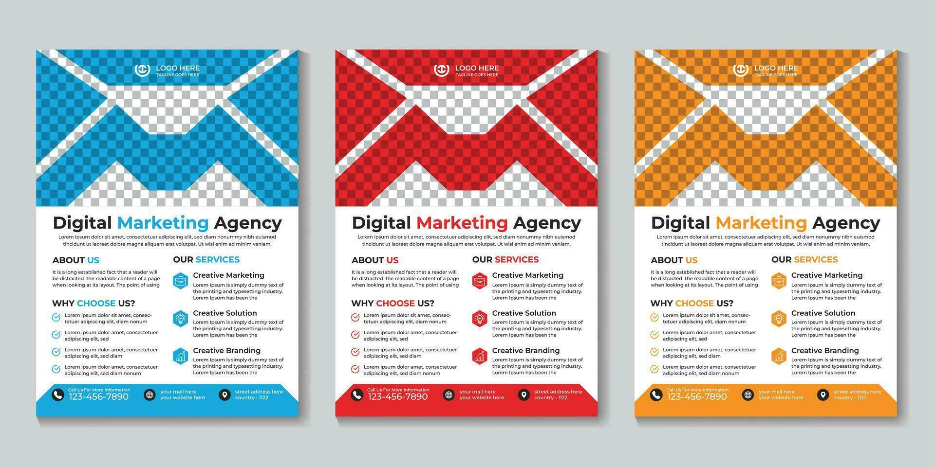 Creative modern digital marketing agency flyer design template Free Vector