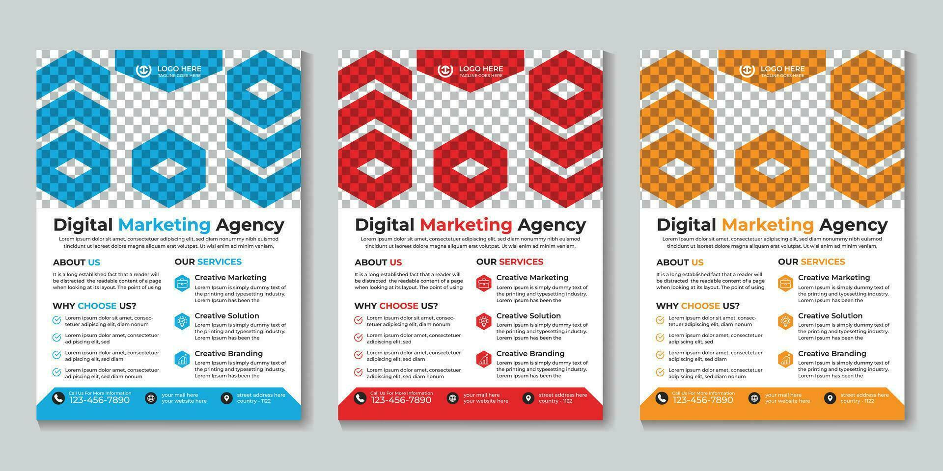 Professional modern digital marketing agency flyer design template Free Vector