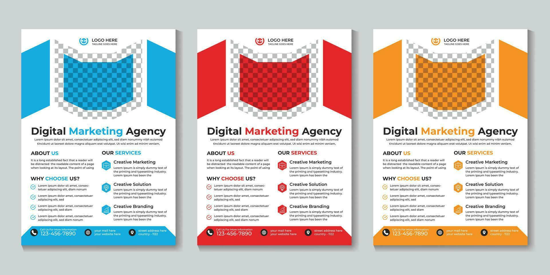 Modern digital marketing agency flyer design template Free Vector