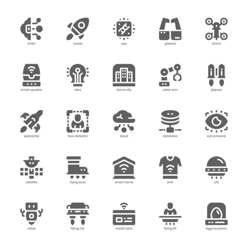 alto tecnología icono paquete para tu sitio web, móvil, presentación, y logo diseño. alto tecnología icono glifo diseño. vector gráficos ilustración y editable ataque.