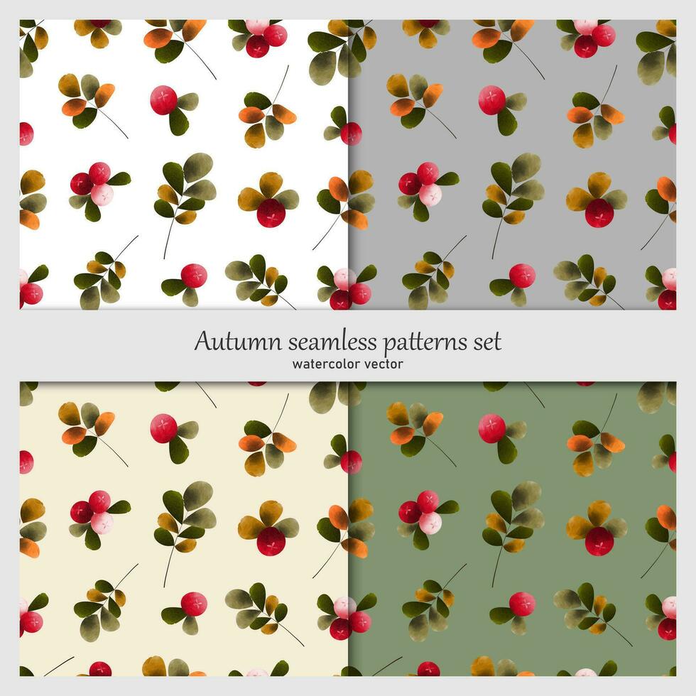 Set of seamless botanical patterns. Watercolor vector. vector