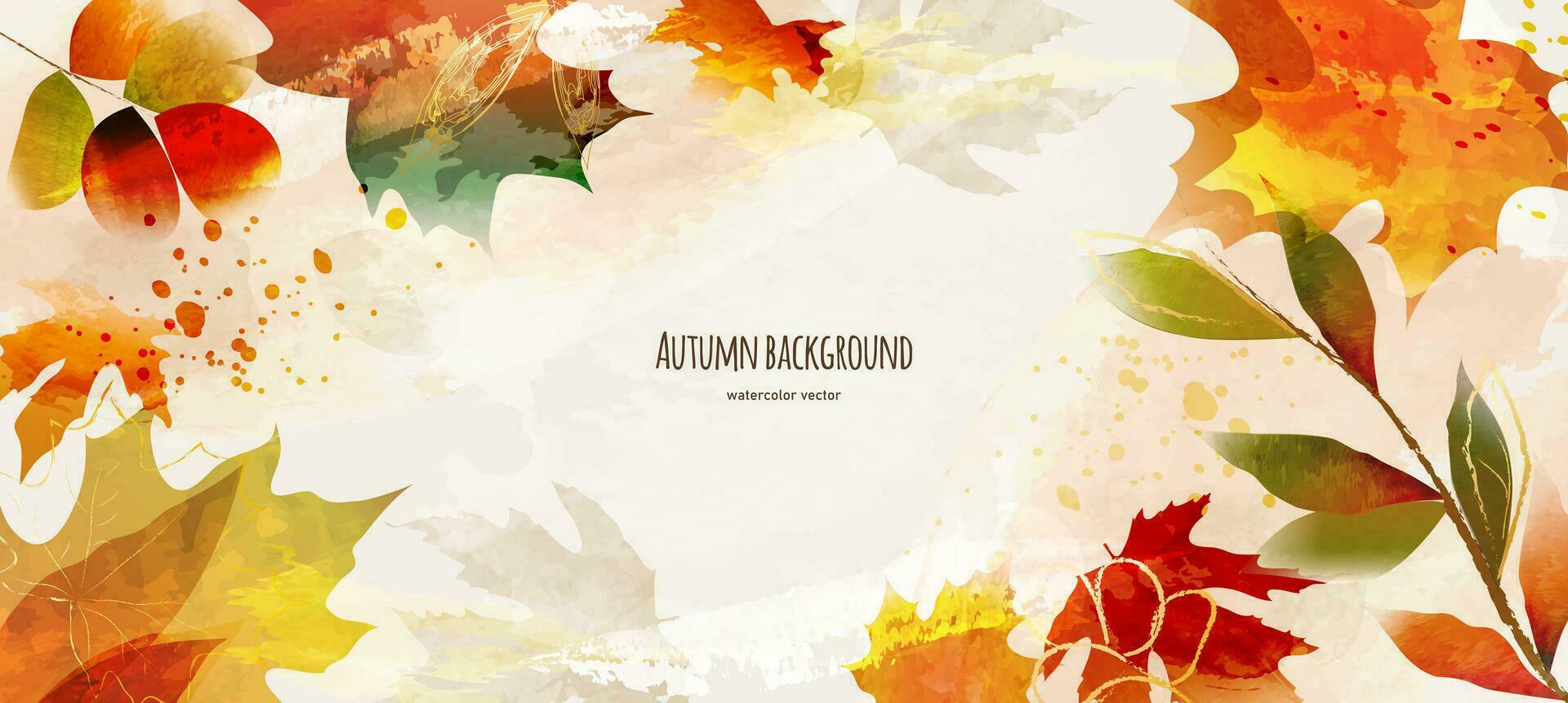 acuarela paisaje con otoño hojas. otoño resumen antecedentes. vector