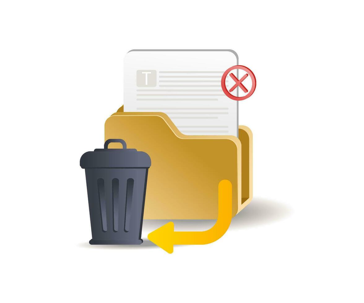 Trash folder data isometric illustration concept vector