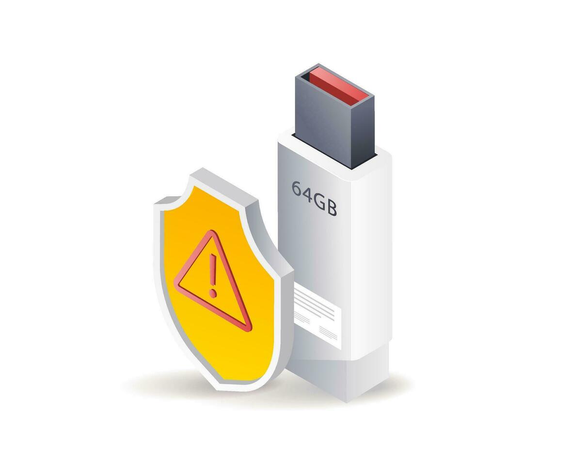 Flash disk data security warning vector