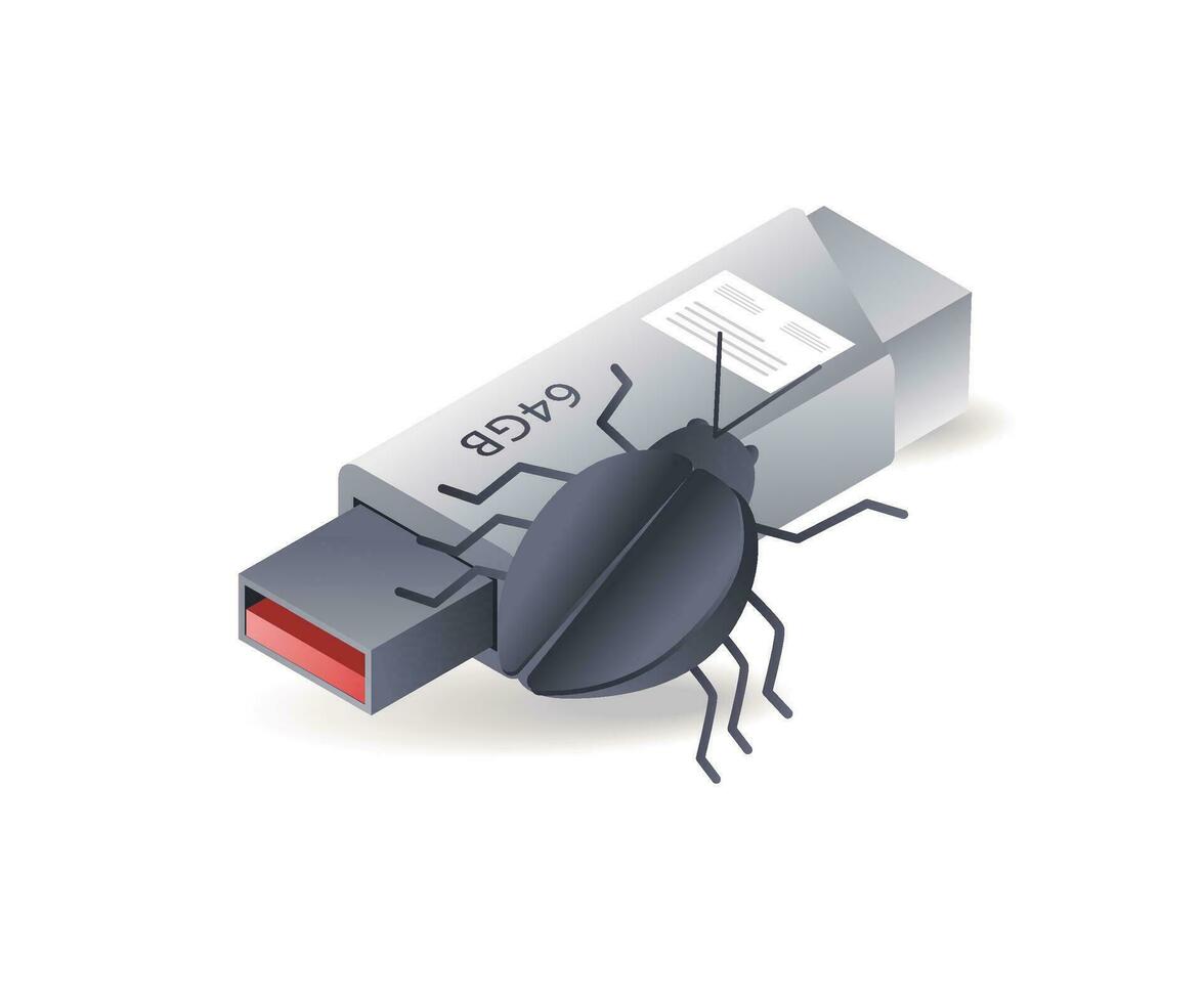 Malware viruses attack flash disk data vector