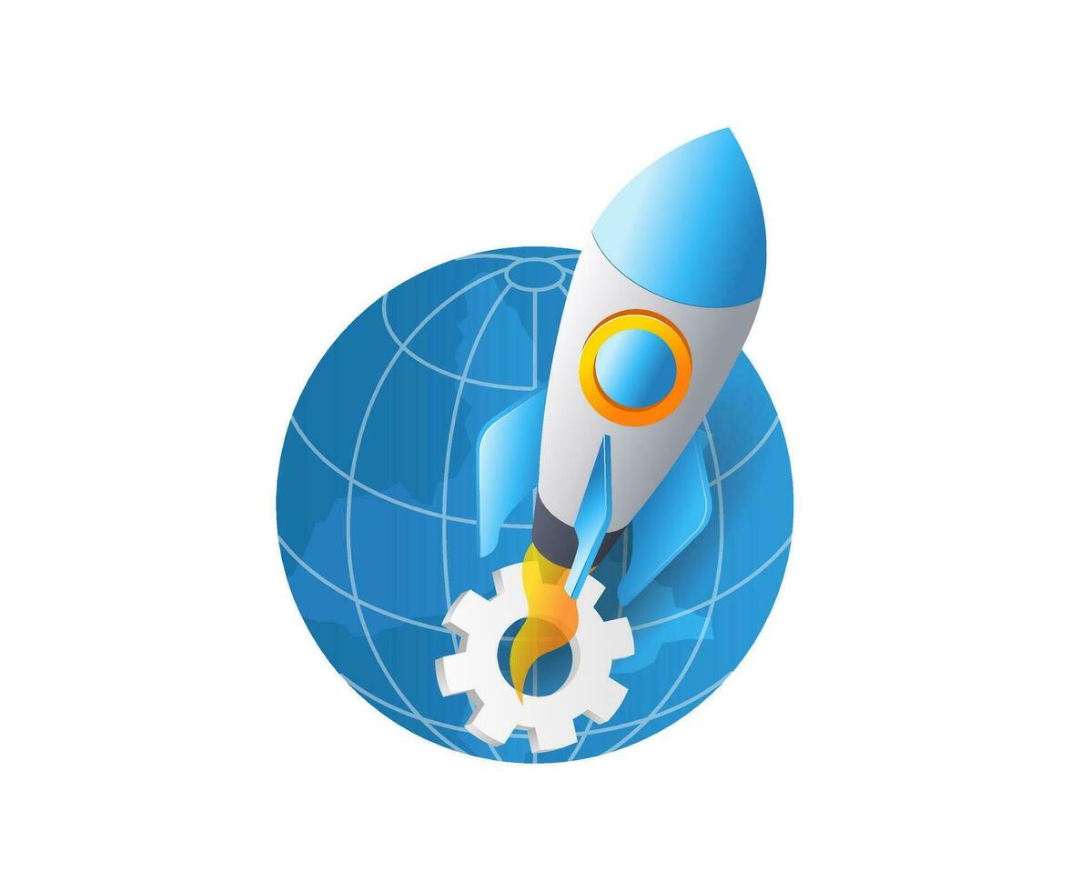 The rocket system glides above the earth 1 vector