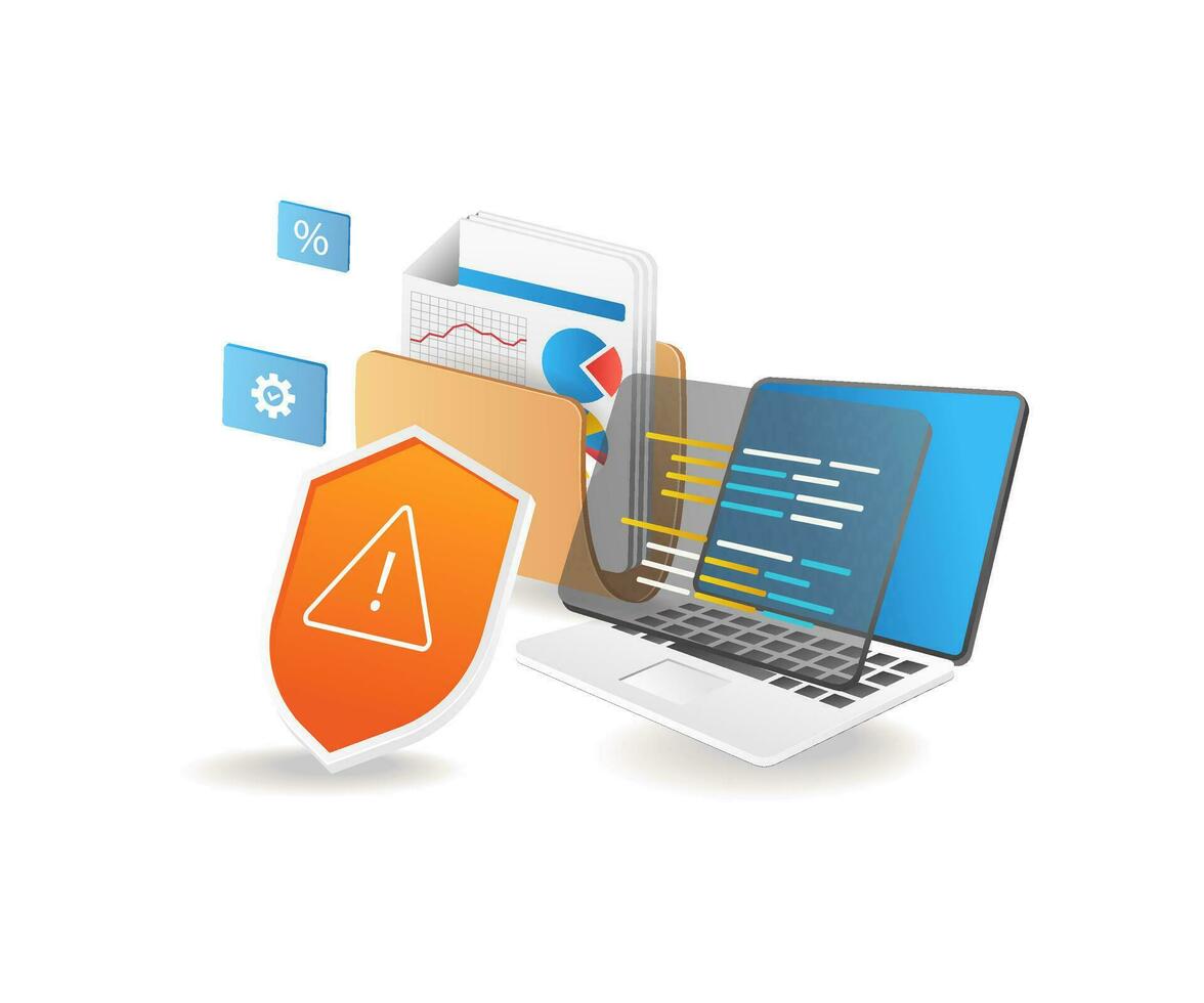 Computer security data file folder vector