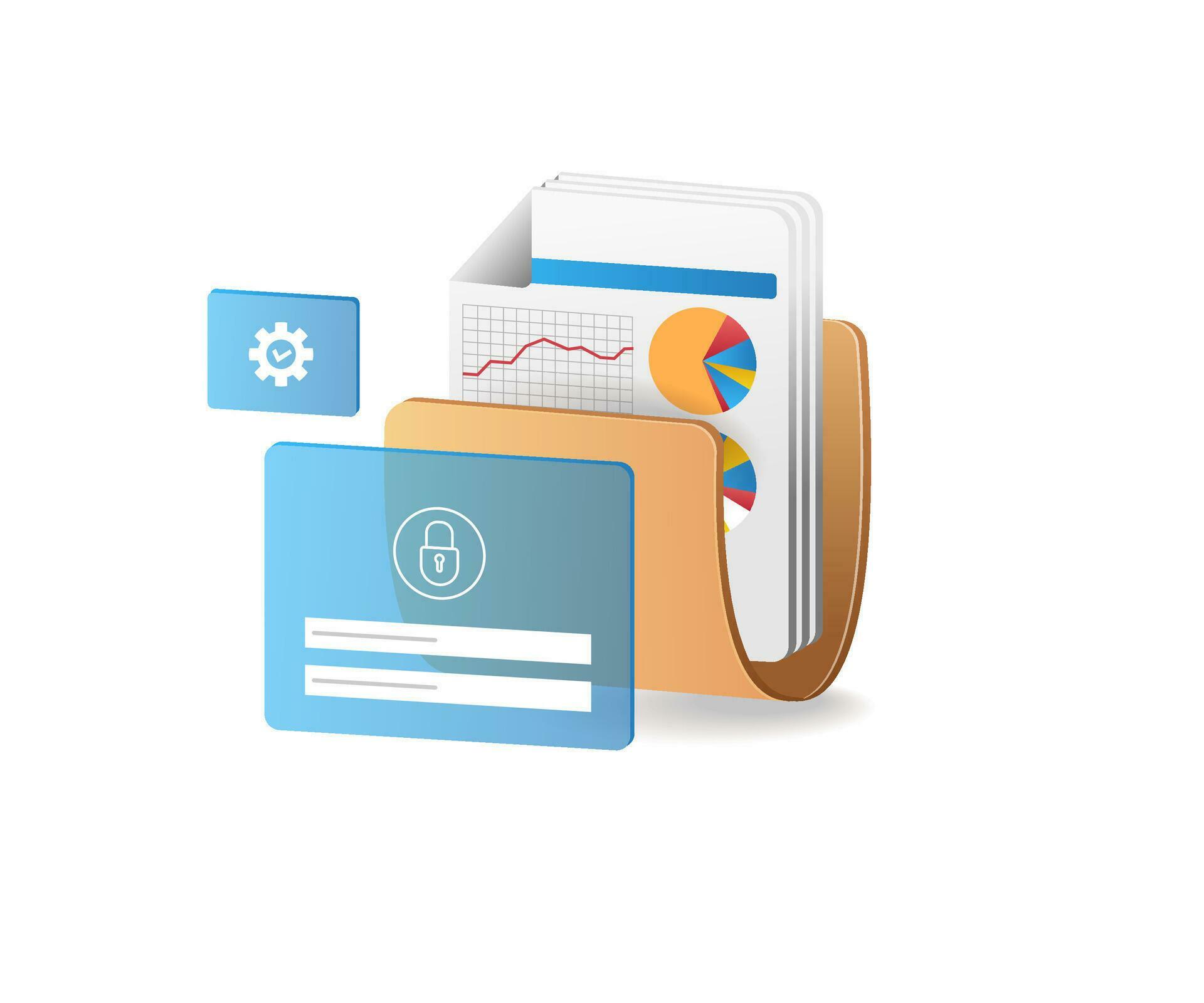 Folder data security password lock 28583353 Vector Art at Vecteezy