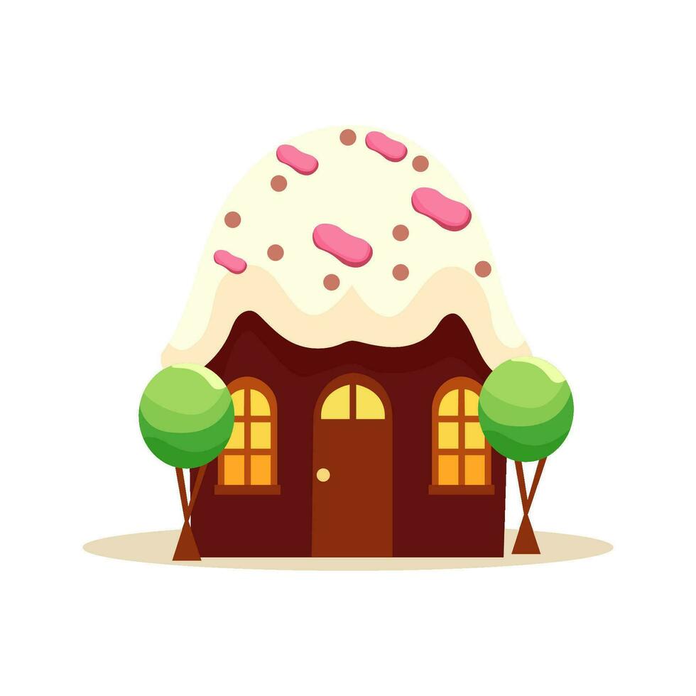 linda caramelo y pastel casa ilustración vector