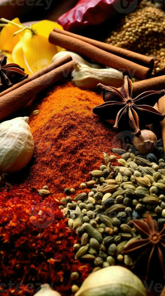 A closeup magazine quality shot of a traditional spices, AI Generated photo