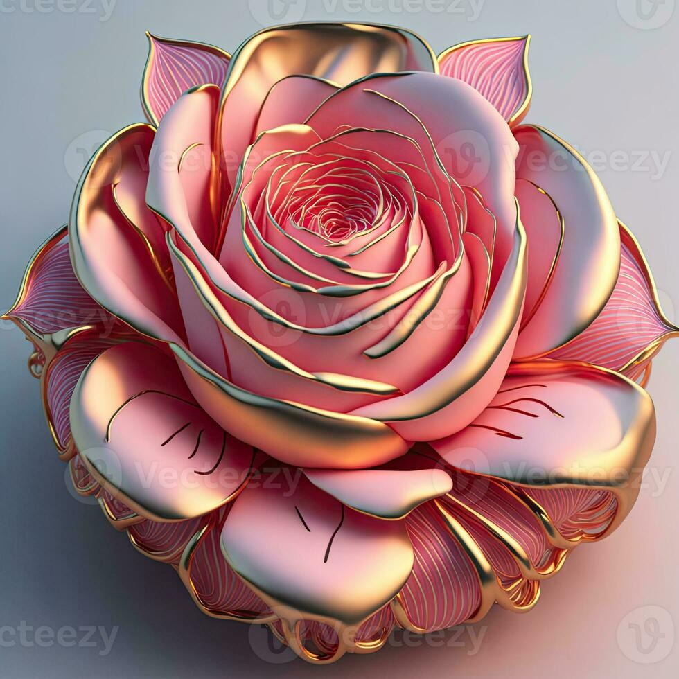 3D flowers made from ceramic with pastel colors and a touch of gold photo