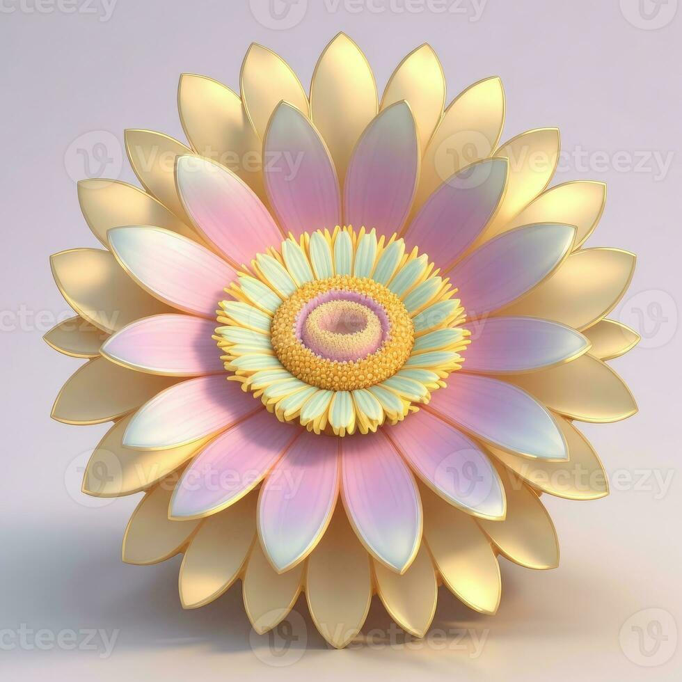 3d flores hecho desde cerámico con pastel colores y un toque de oro foto
