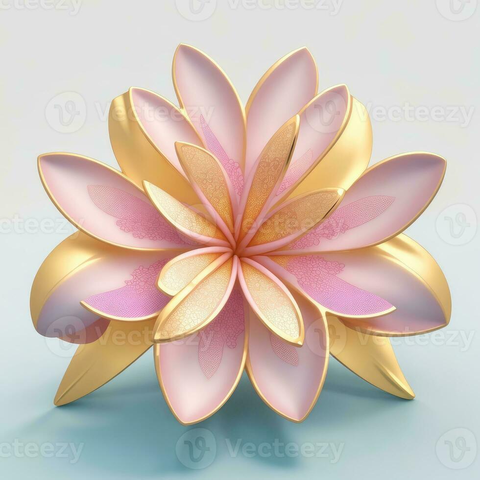 3D flowers made from ceramic with pastel colors and a touch of gold photo