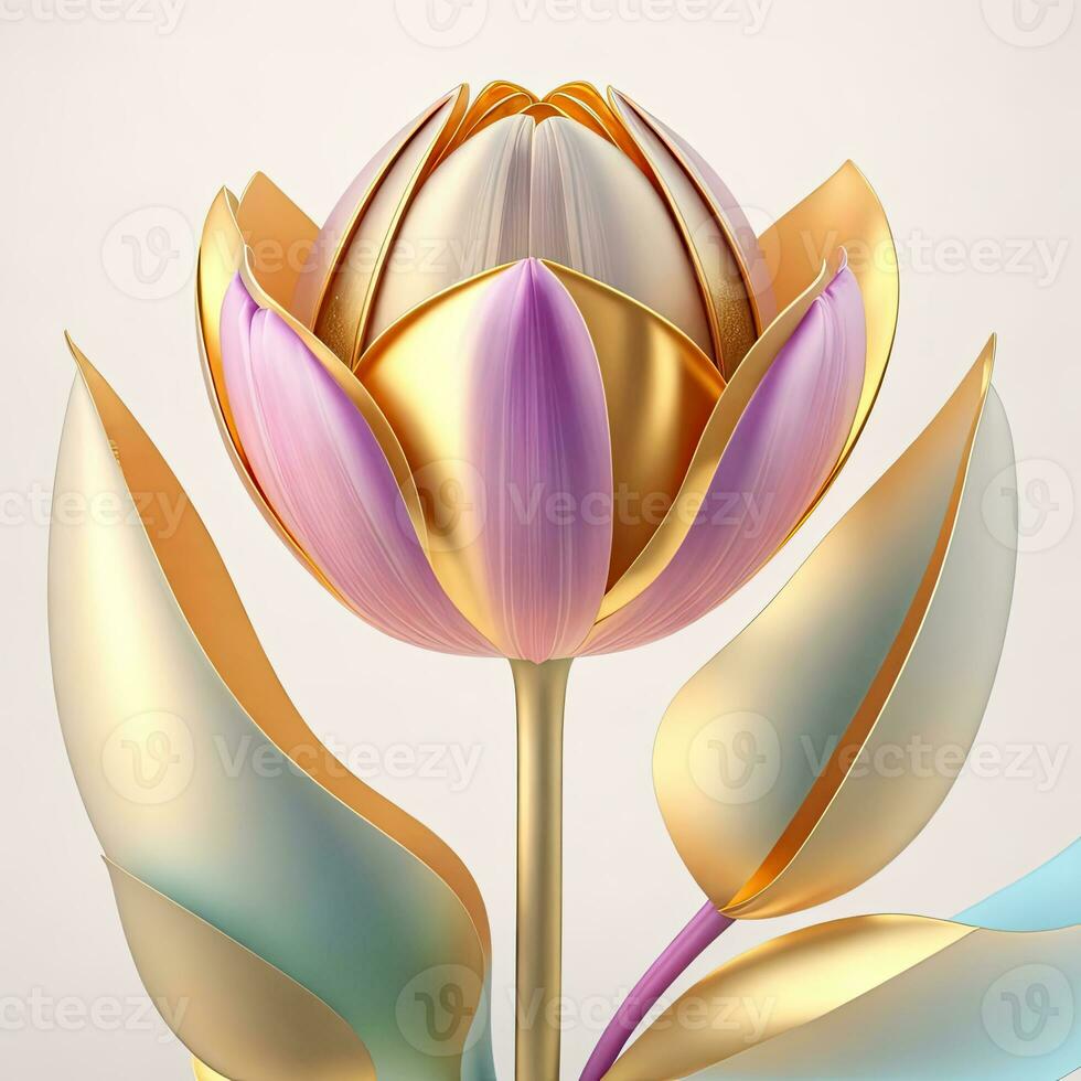 3D flowers made from ceramic with pastel colors and a touch of gold photo