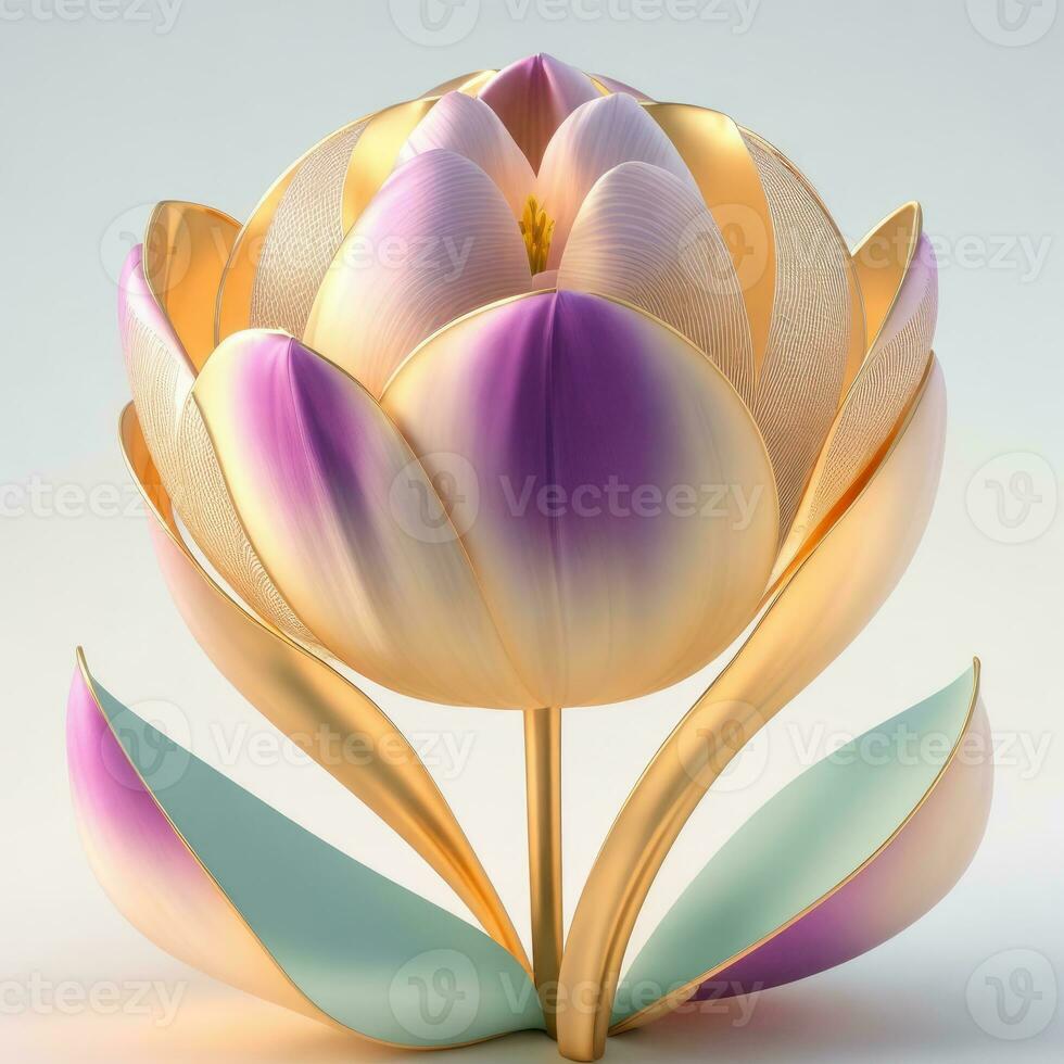 3D flowers made from ceramic with pastel colors and a touch of gold photo