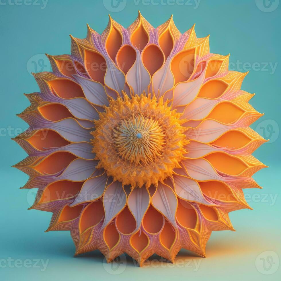 3D flowers made from ceramic with pastel colors and a touch of gold photo